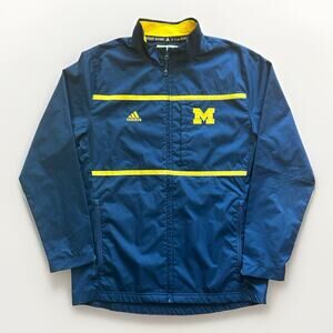 Adidas Michigan Wolverines Windbreaker Jacket Men Size Lg Full Zip Blue/Yellow
